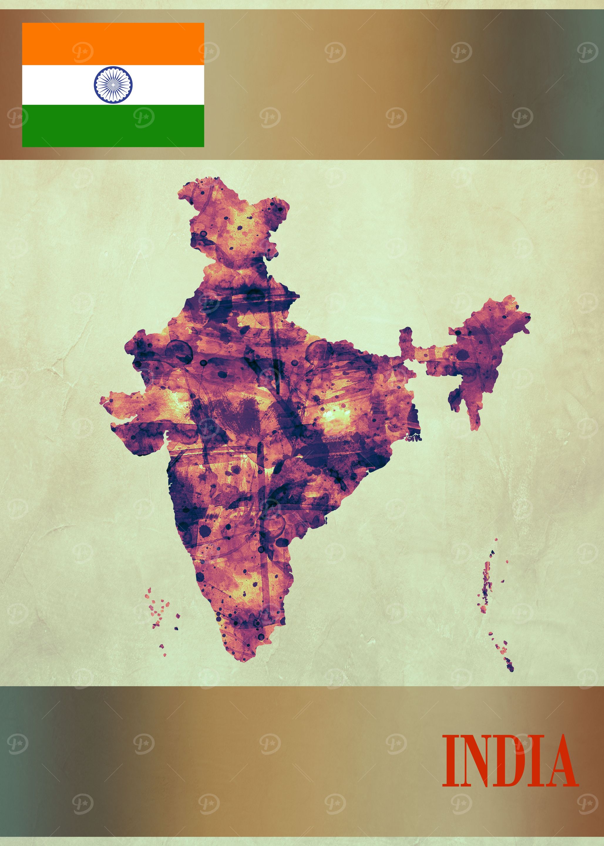 India Map with Flag