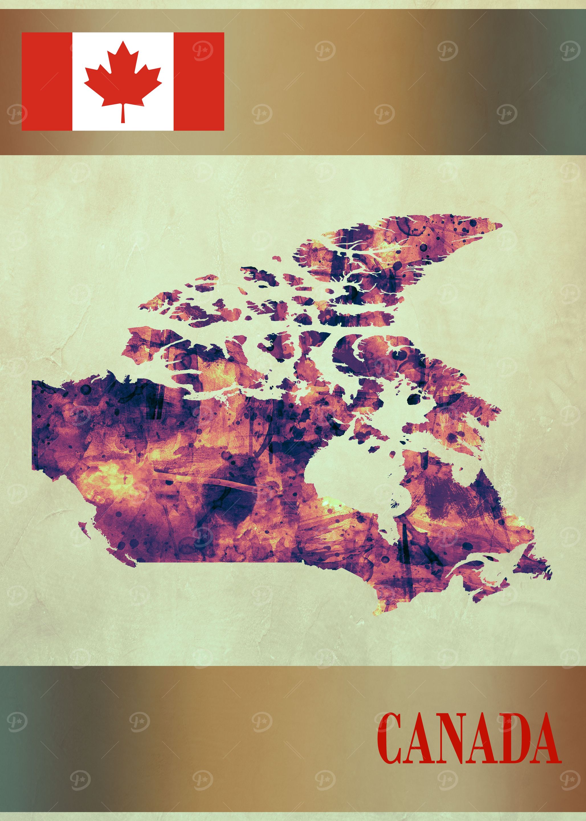 Canada Map with Flag