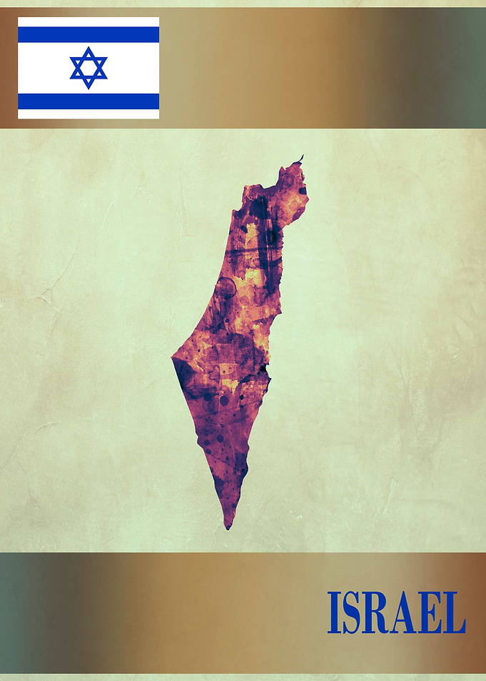 Israel Map with Flag