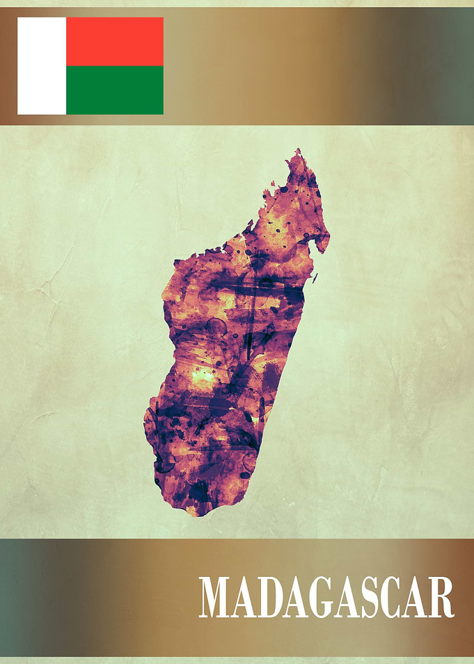 Madagascar Map with Flag