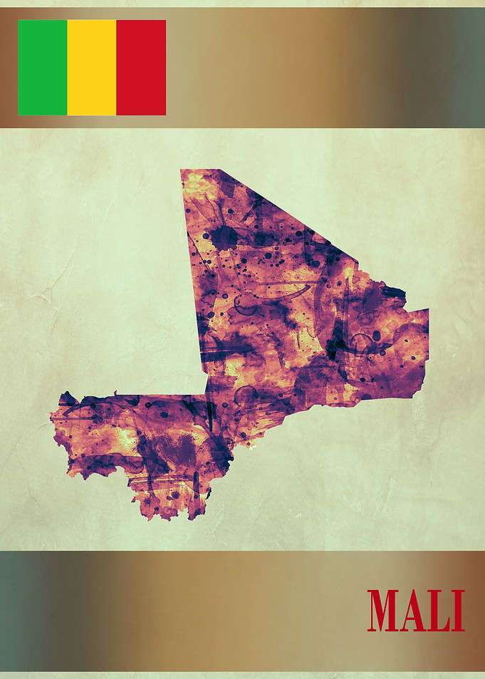 Mali Map with Flag