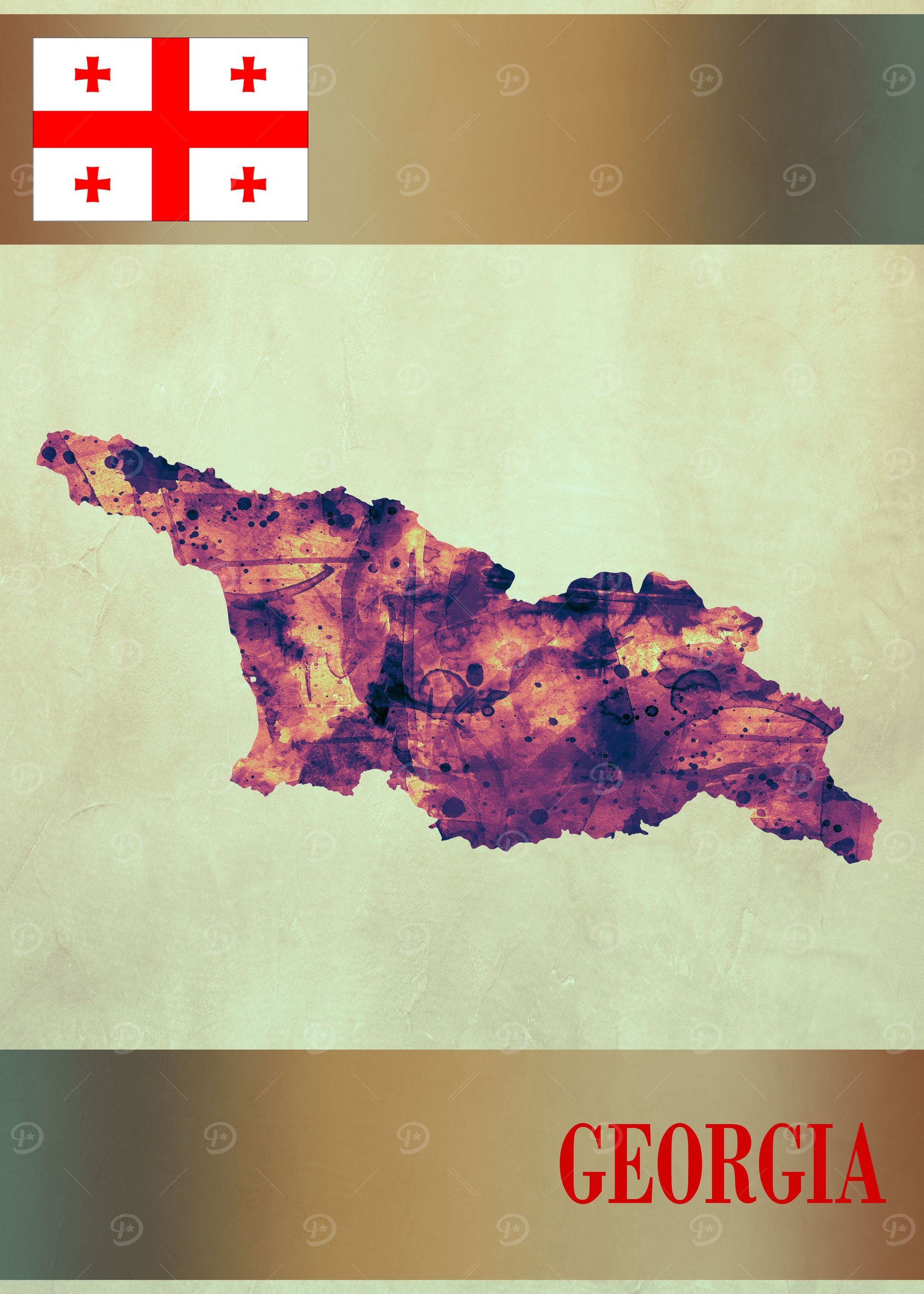Georgia Map with Flag