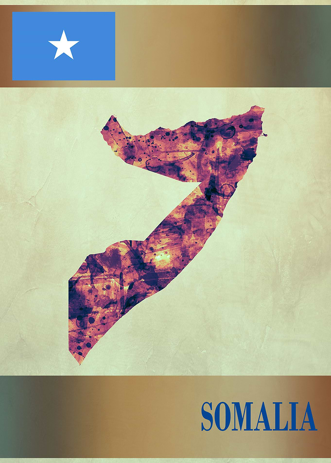Somalia Map with Flag