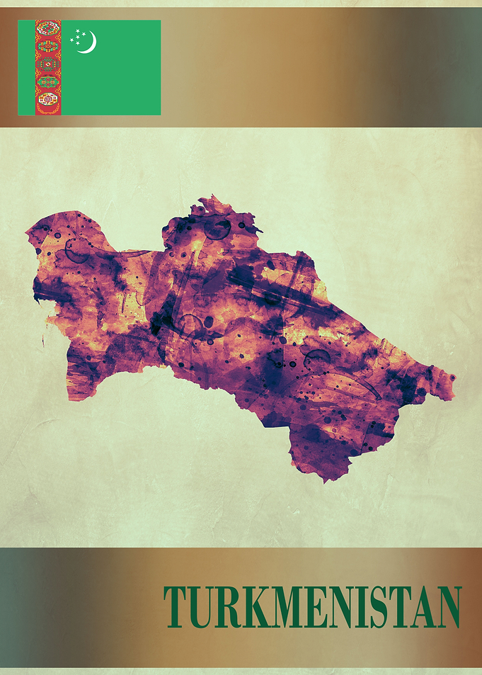 Turkmenistan Map with Flag