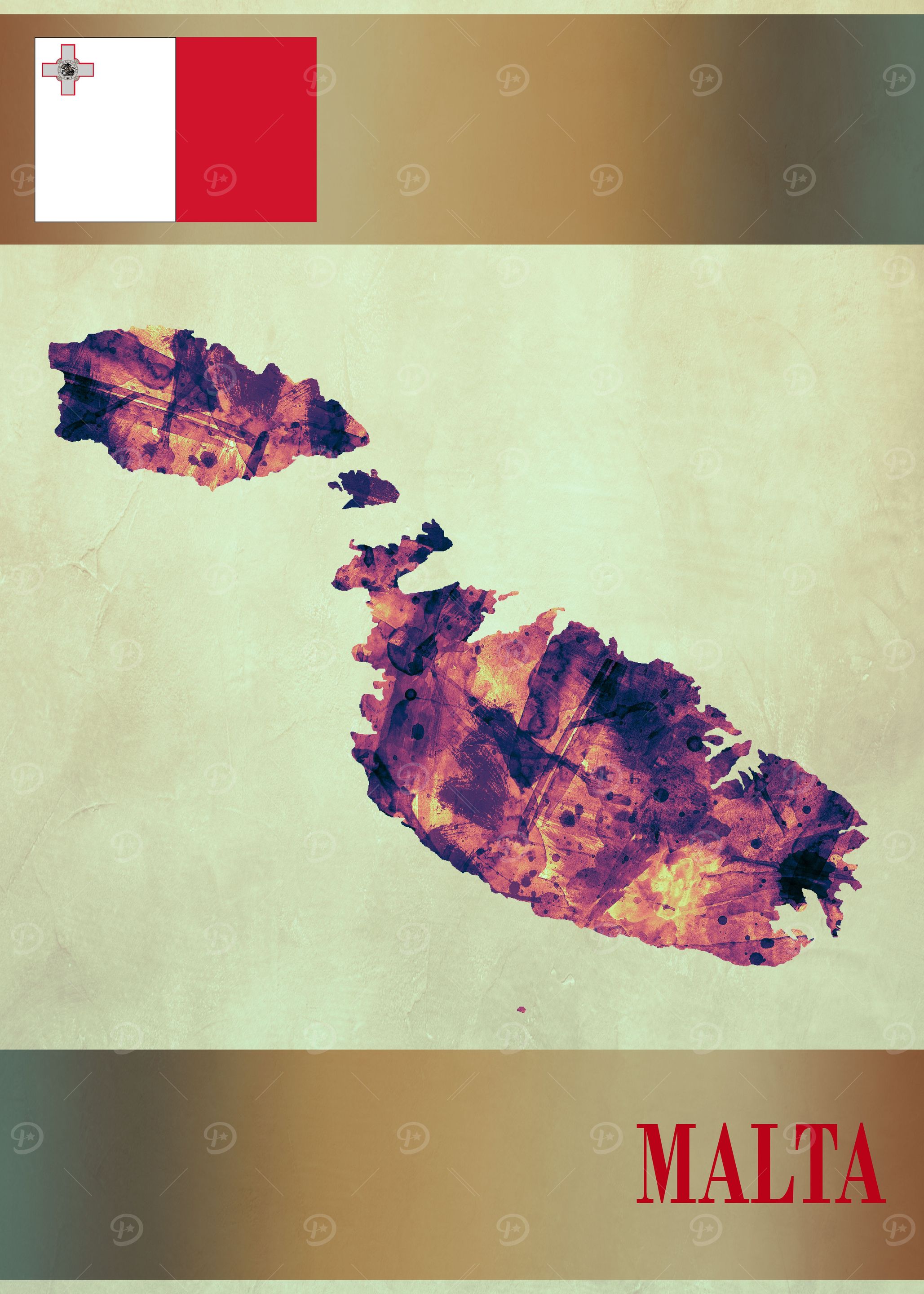 Malta Map with Flag