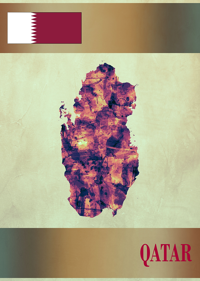 Qatar Map with Flag