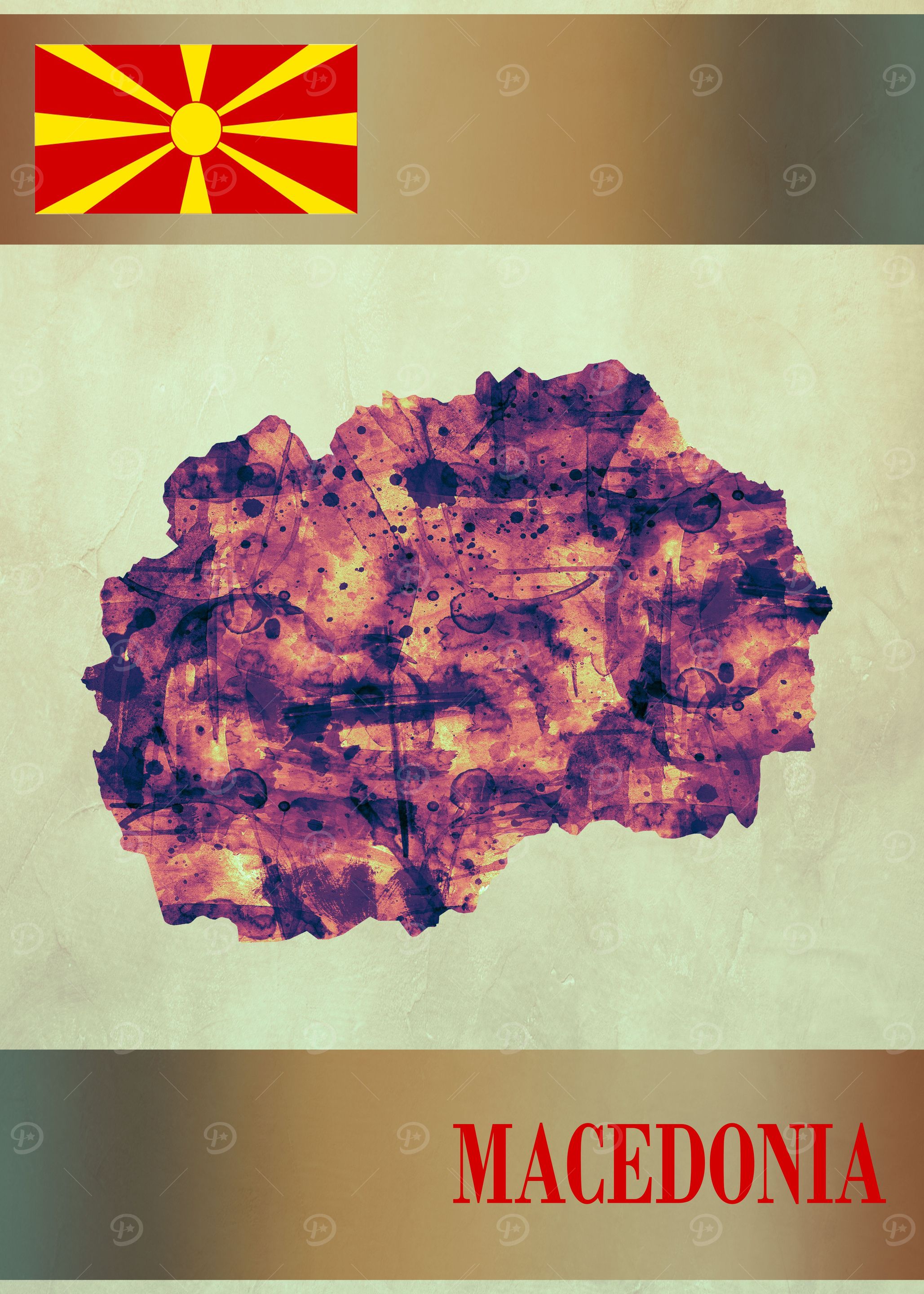 Macedonia Map with Flag