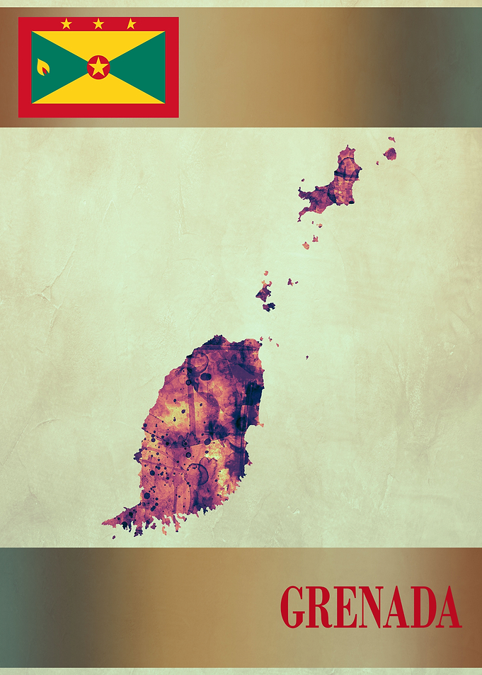Grenada Map with Flag