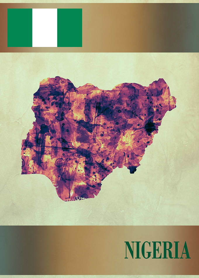 Nigeria Map with Flag