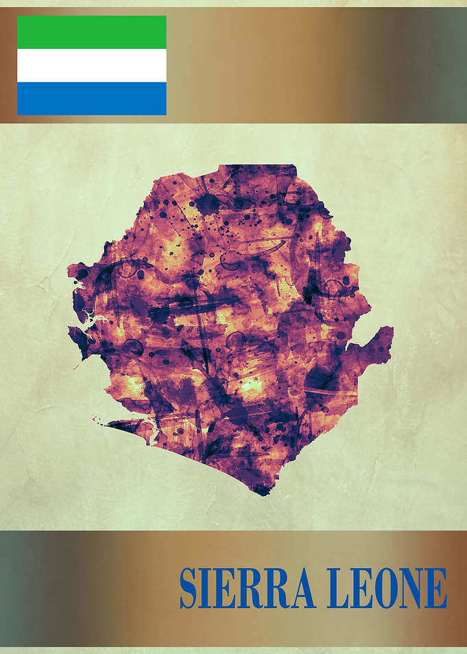 Sierra Leone Map with Flag