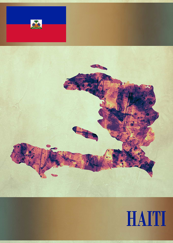 Haiti Map with Flag