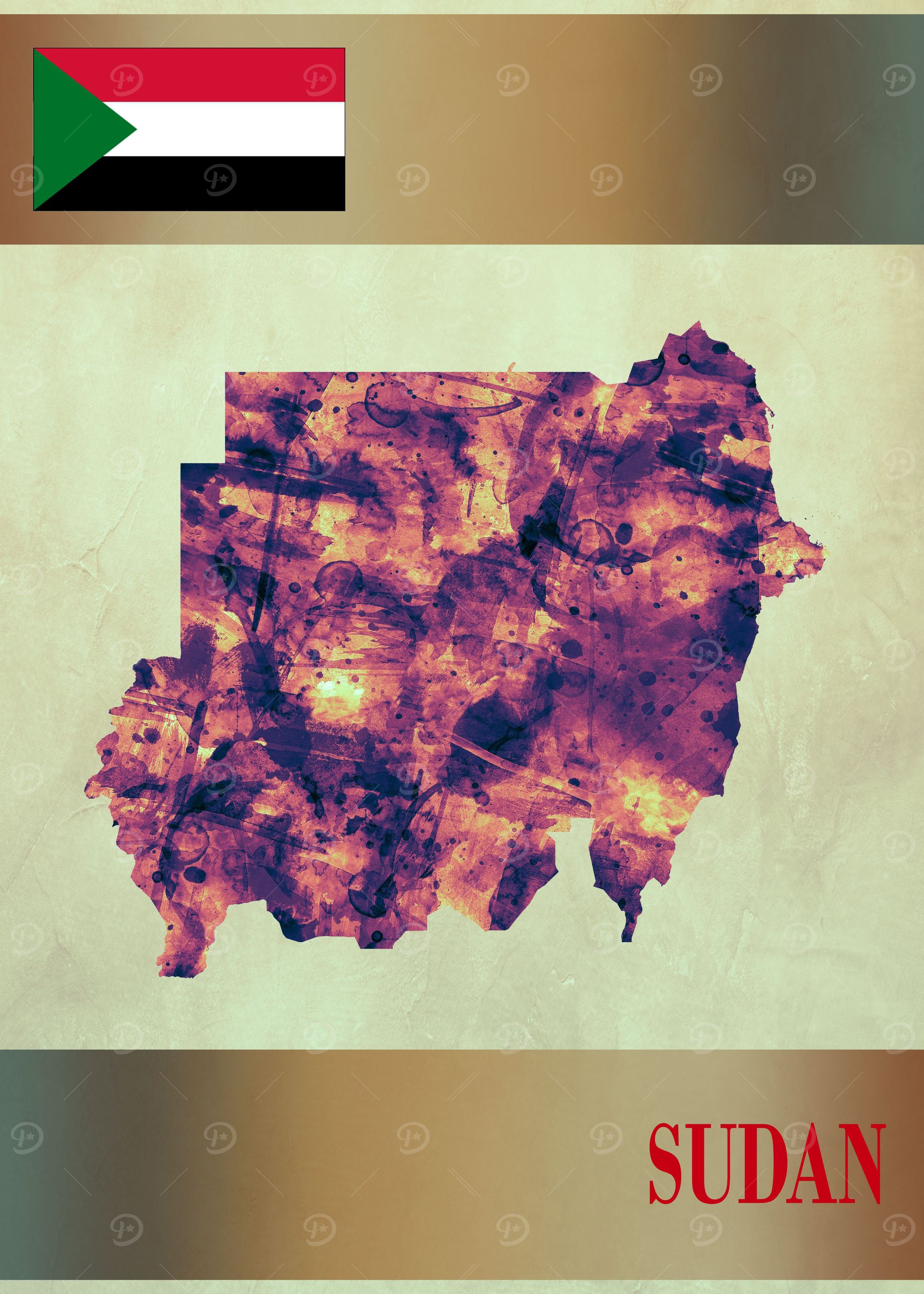 Sudan Map with Flag