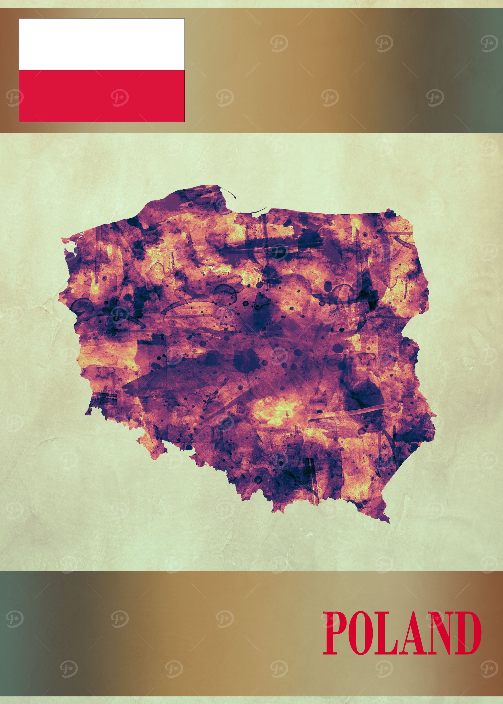 Poland Map with Flag