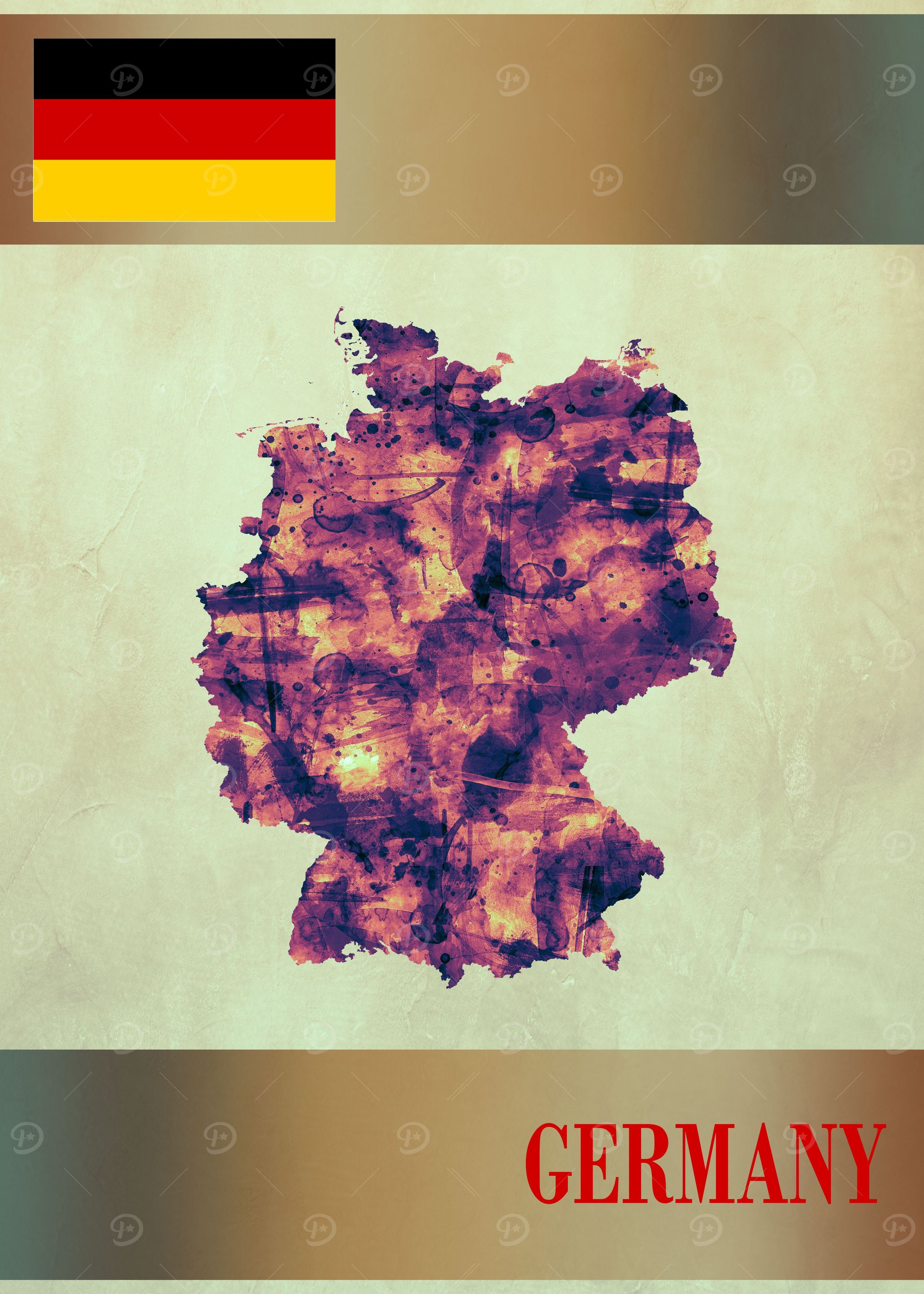 Germany Map with Flag