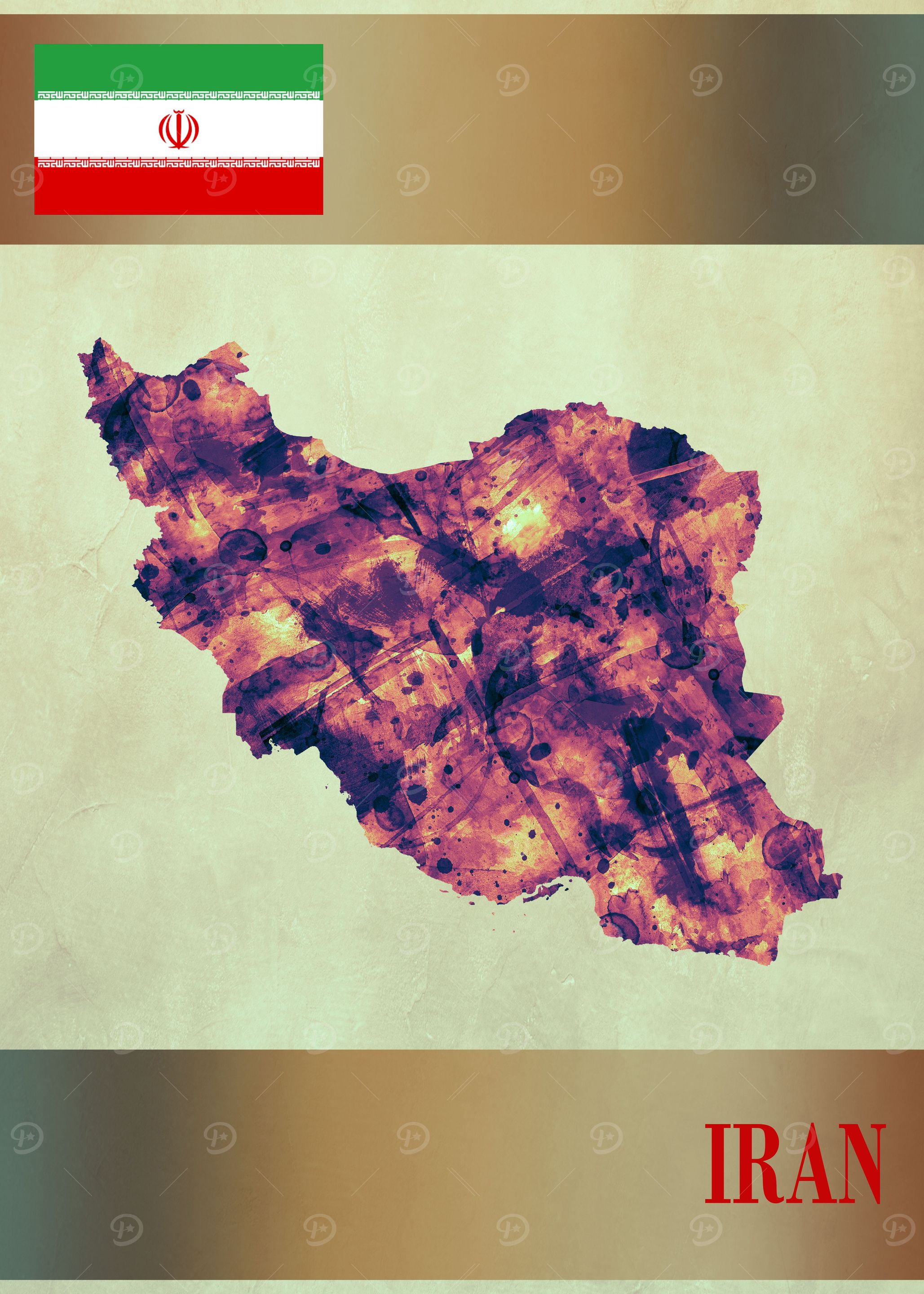 Iran Map with Flag