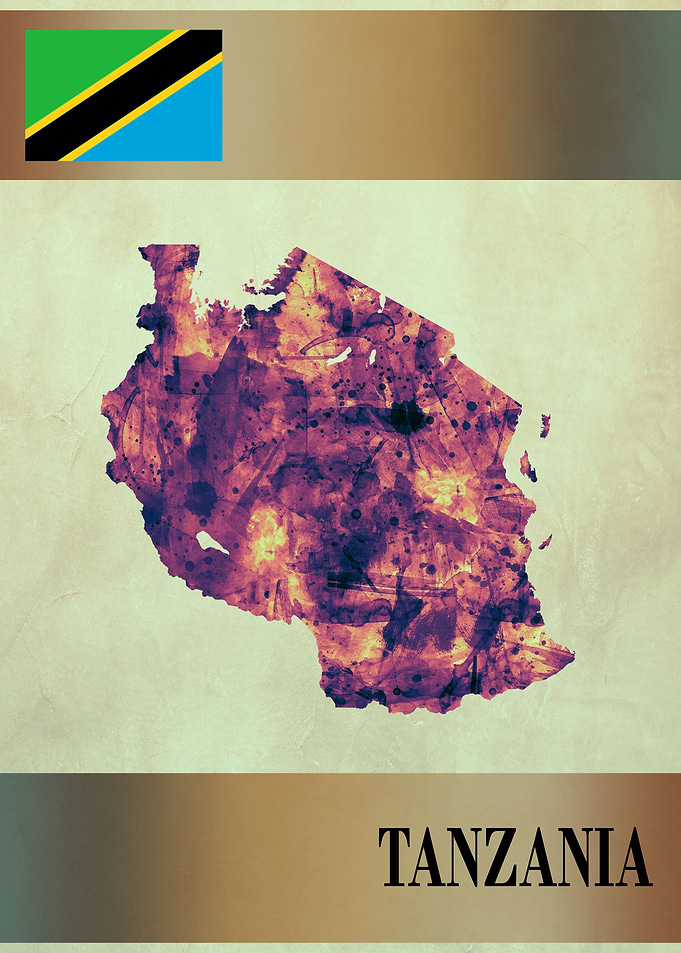 Tanzania Map with Flag