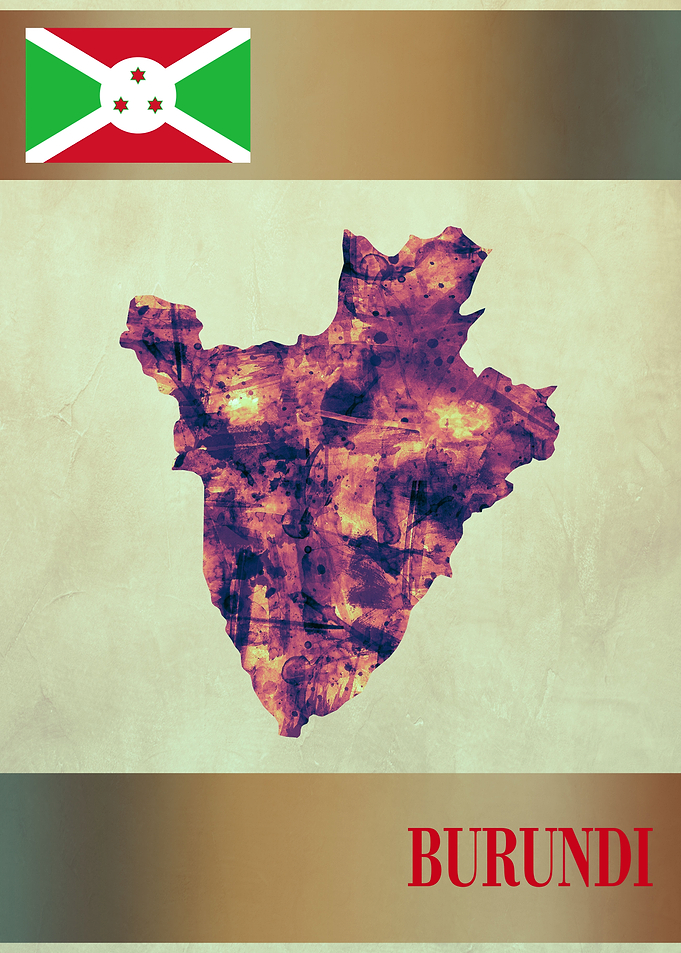 Burundi Map with Flag