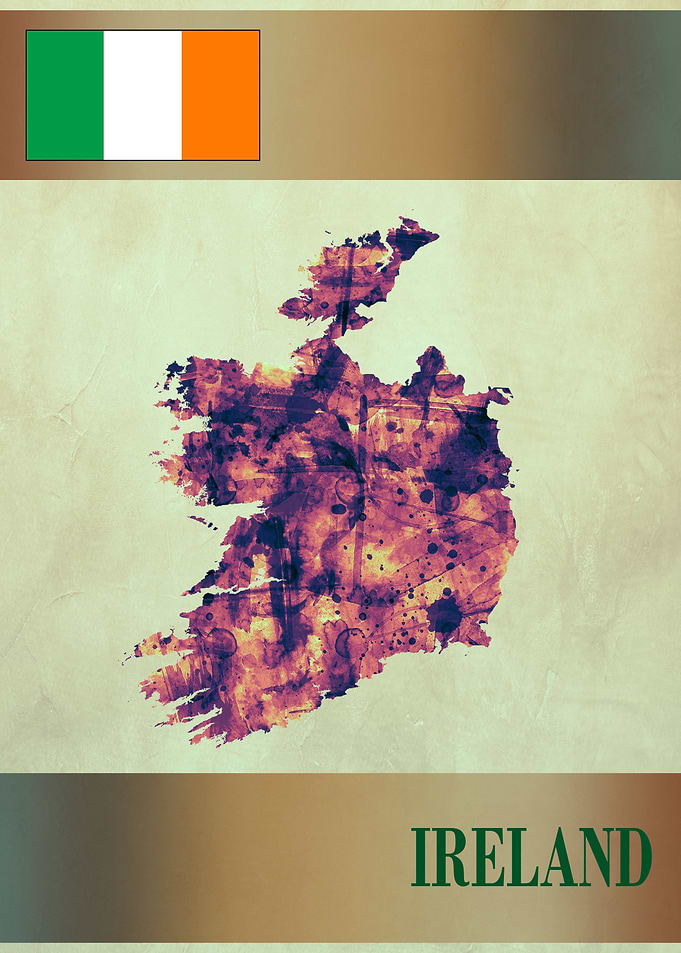 Ireland Map with Flag