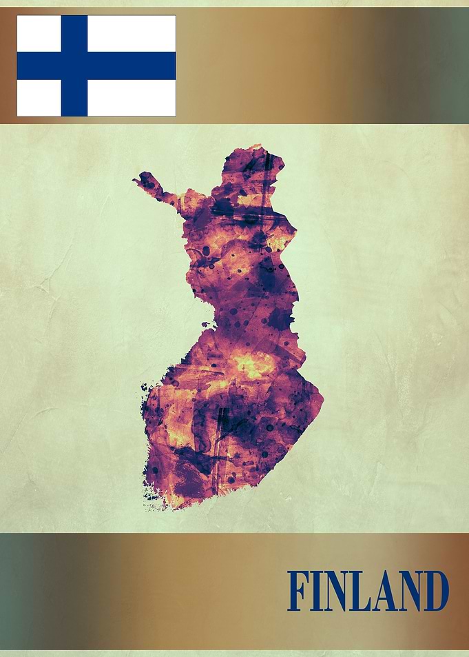 Finland Map with Flag