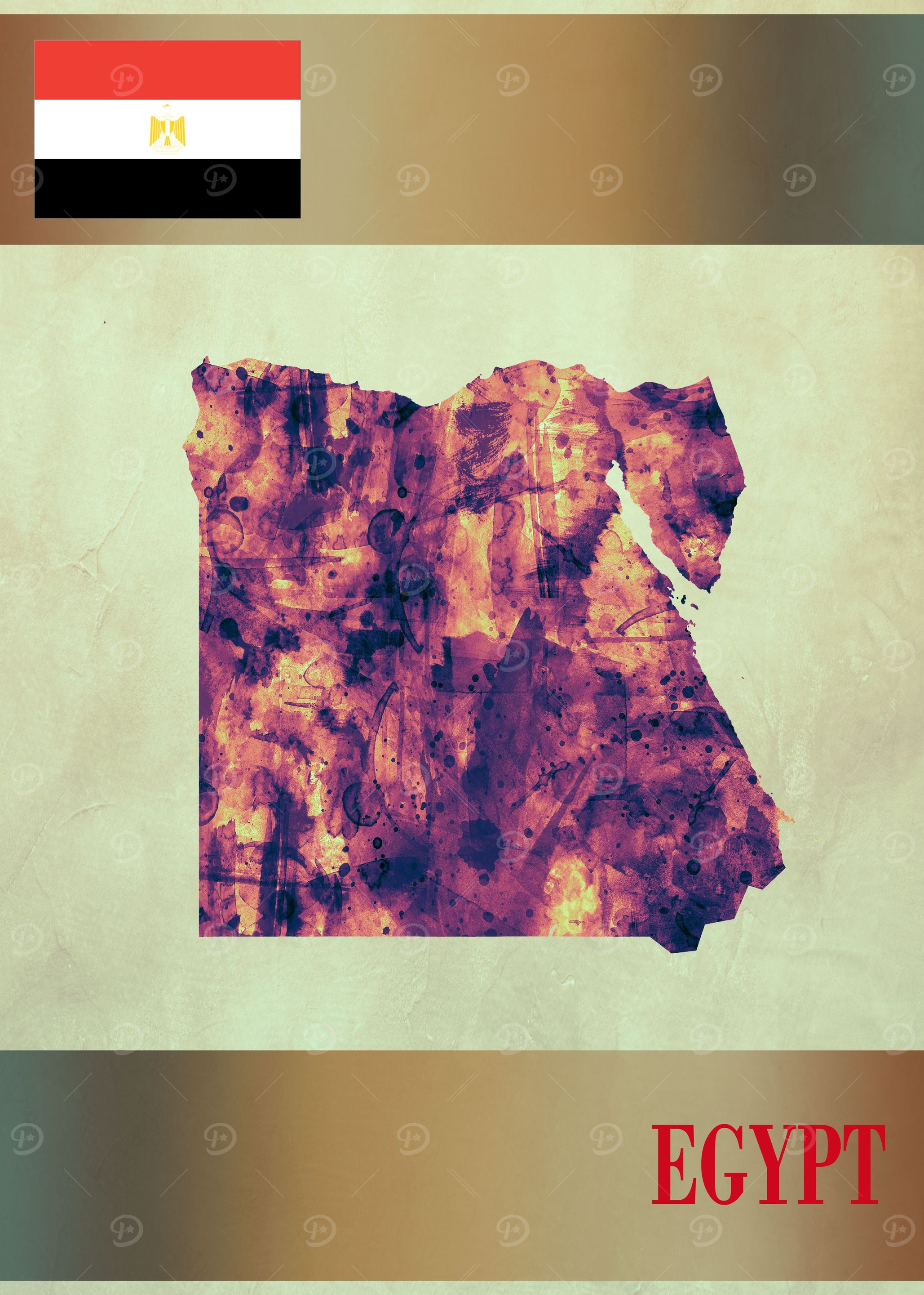 Egypt Map with Flag