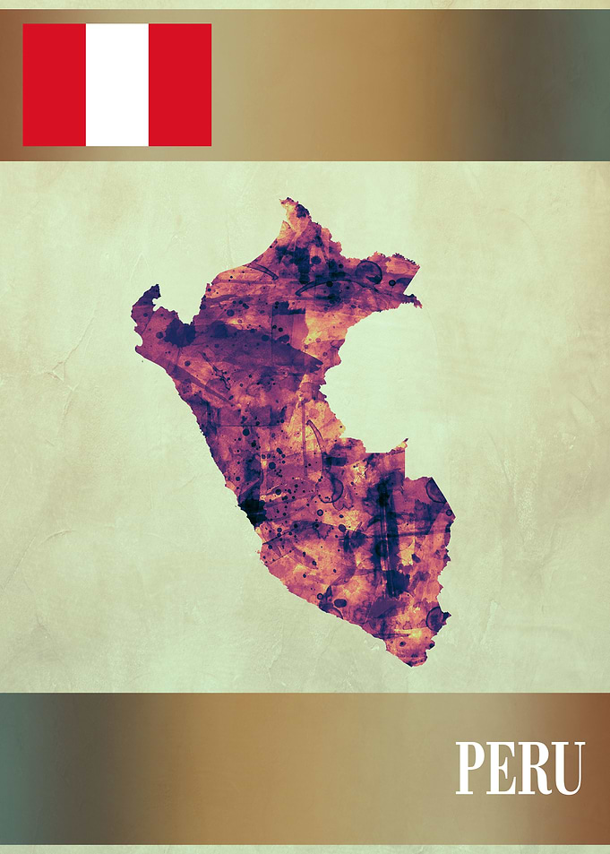 Peru Map with Flag