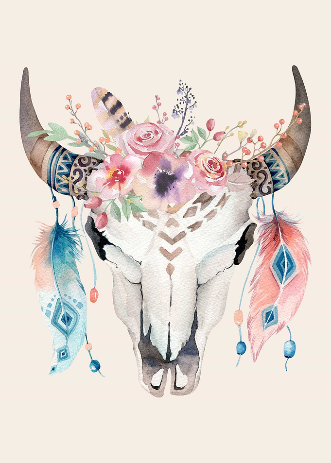 BOHO ETHNIC ANIMAL SKULL