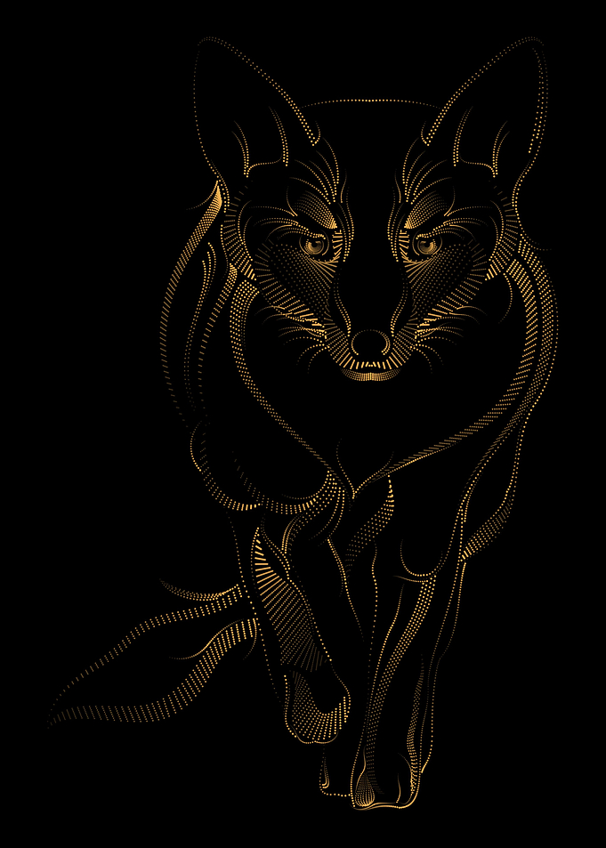 WOLF GOLD GEOMETRIC ANIMAL