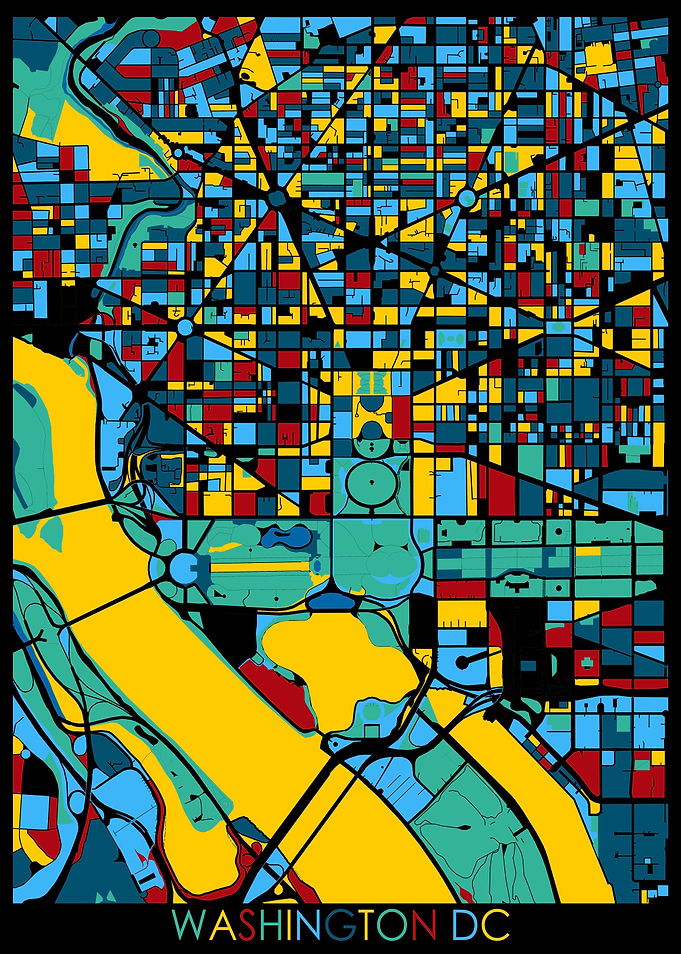 washington dc map retro 4