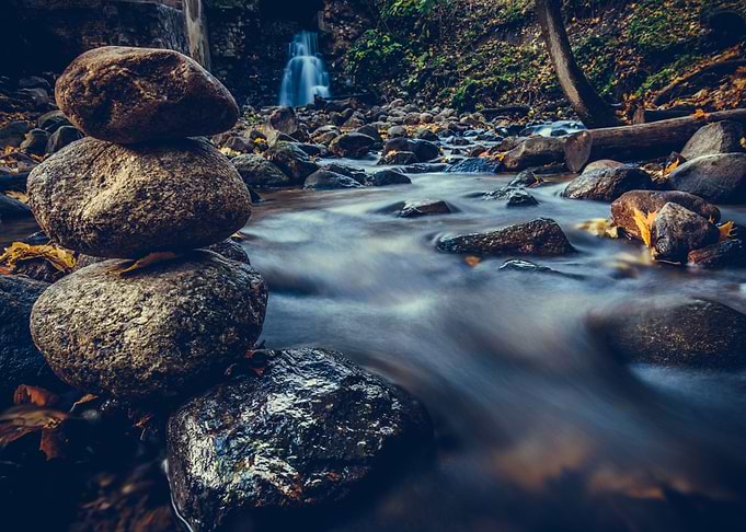 Stones and river stream