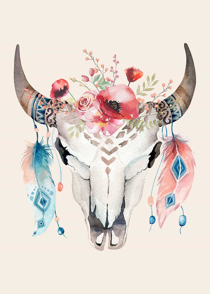 BOHO ETHNIC ANIMAL SKULL