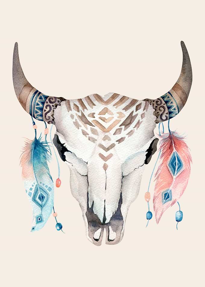 BOHO ETHNIC ANIMAL SKULL