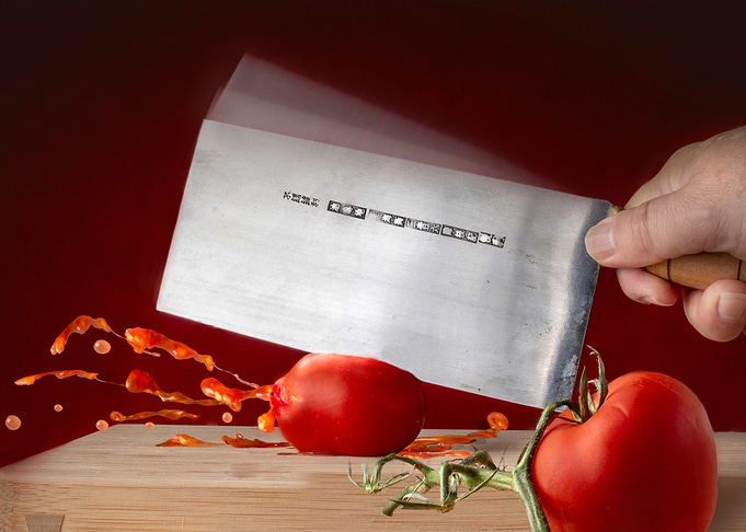 chopping tomatoes