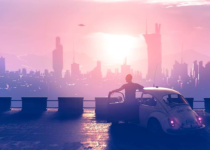 Sunset over the cybercity