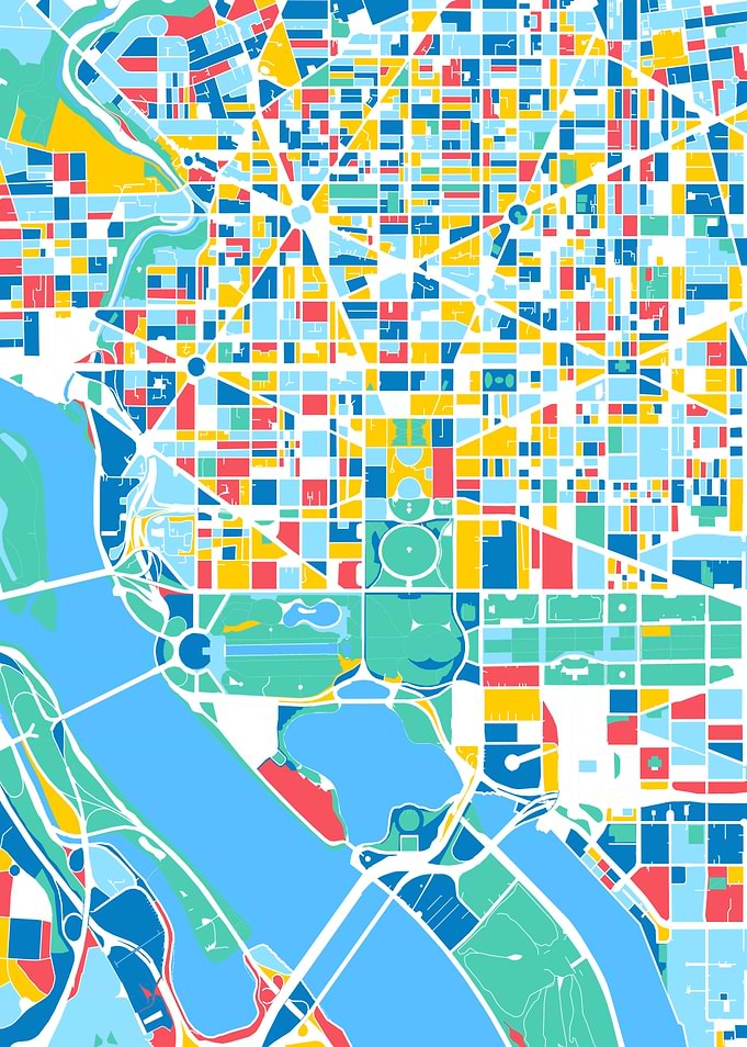 washington dc map retro 5