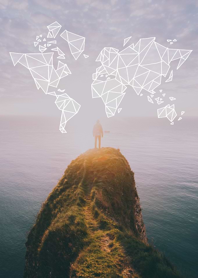 world map on top of