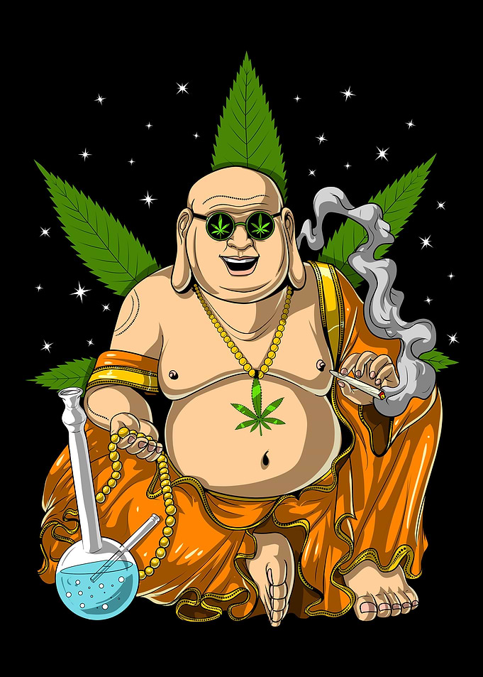 Buddha Stoner Smoking Weed
