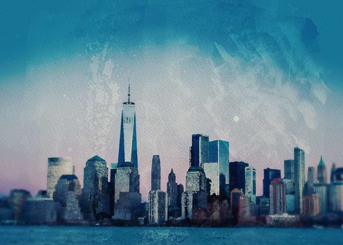 City Watercolor Landscape