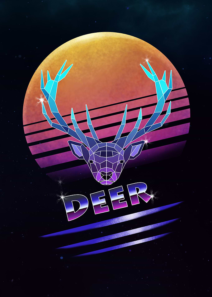 Retro Synthwave Deer