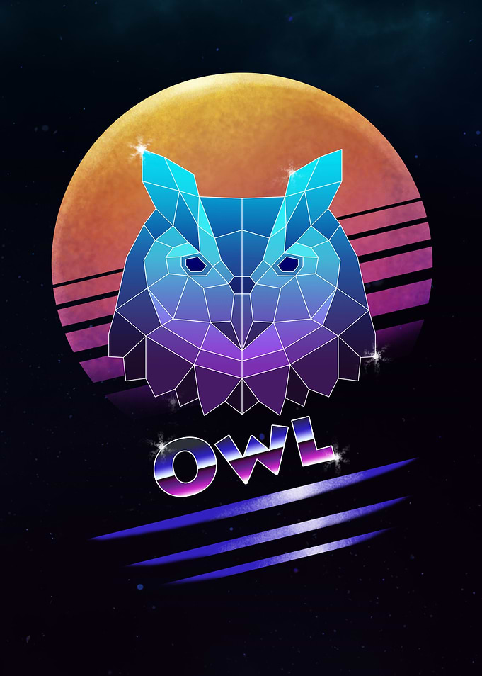 Retro Synthwave Owl