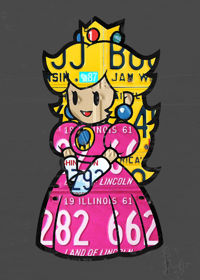 Peach License Plate Art