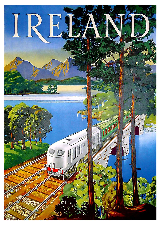 Ireland train on a bridge