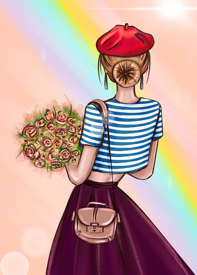 Lady with bouquet
