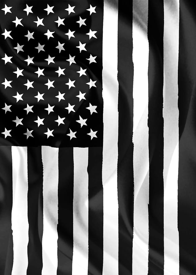 USA Flag In Black White