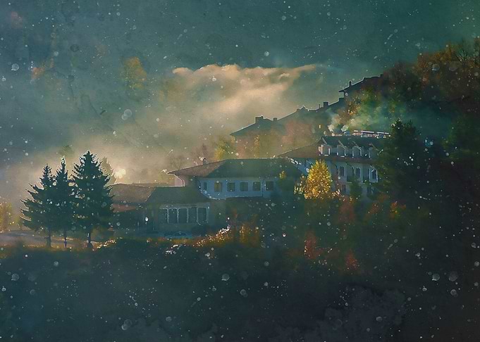 Misty village
