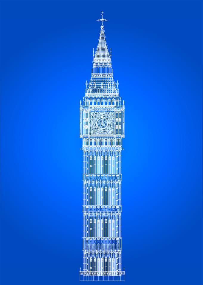 Big Ben In Blueprint
