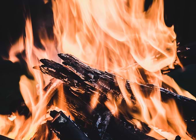 Fire in fireplace