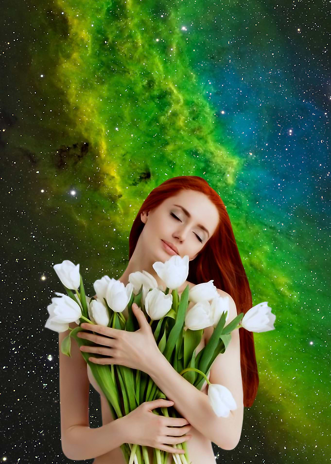 Girl with tulips Madonna