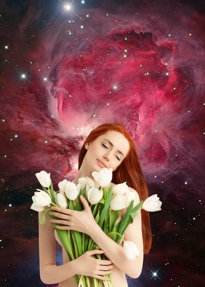 Girl with tulips Madonna