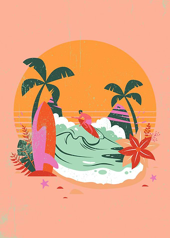 BEACH WAVES AND SURFING