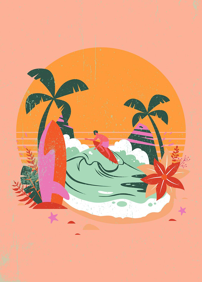 BEACH WAVES AND SURFING
